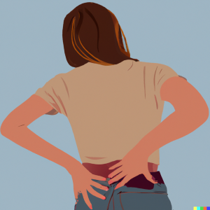 woman holding her back due to UTI